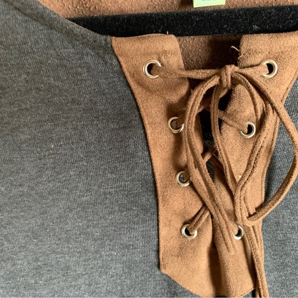 She and sky gray and brown suede dress - Picture 8 of 8